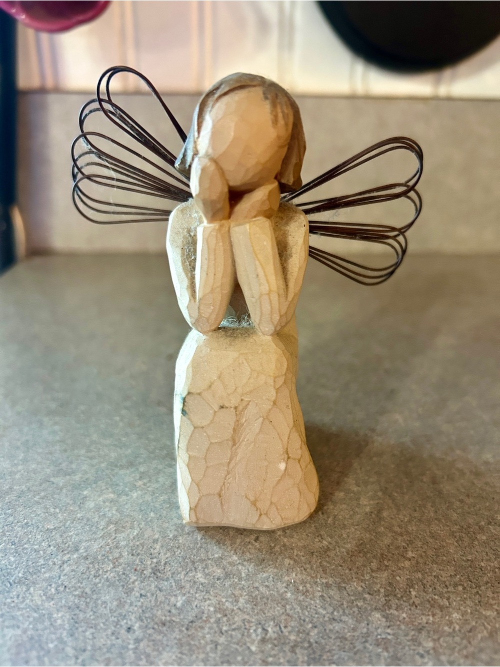 Willow Tree “Angel of Caring” figurine with metal wings